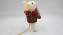 Felt Christmas mouse with Silver tree