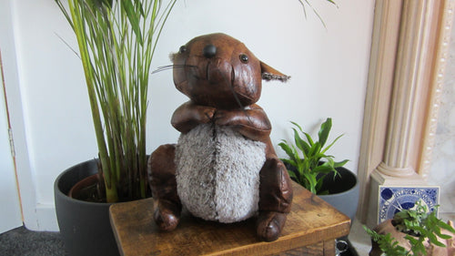 Sheldon the Squirrel Faux Leather Doorstop