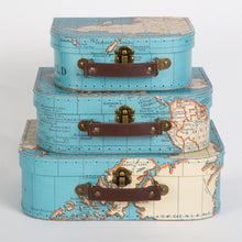 Vintage Map Storage Boxes/Suitcases Set of 3