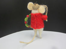 Christmas mouse holding a festive wreath